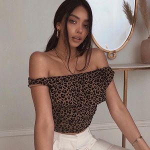 Majorelle cheetah top off shoulder